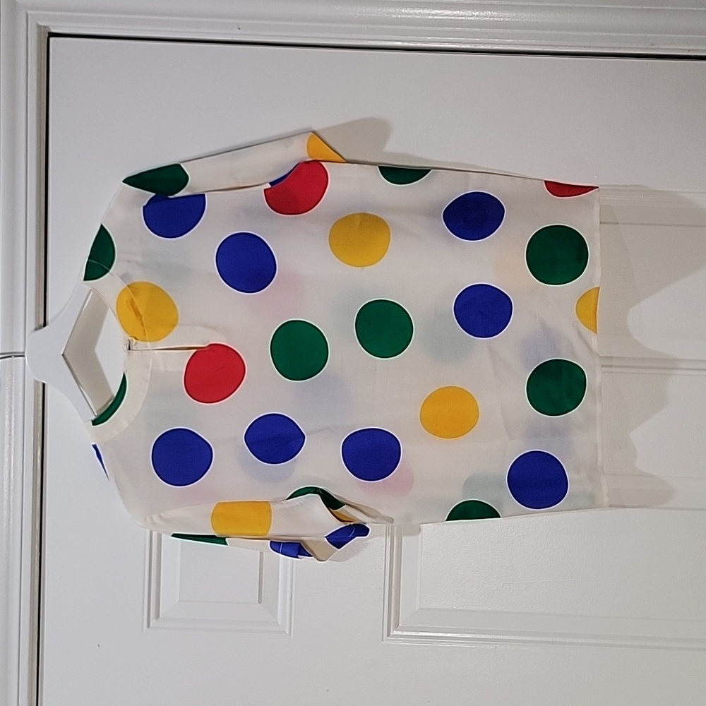 Fun Women Vintage Sunny Leigh Polka Dots Silk Blouse Size M - Picture 4 of 5